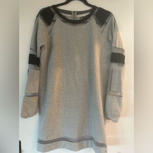 Gray Long Sleeve Dress with Black Accents